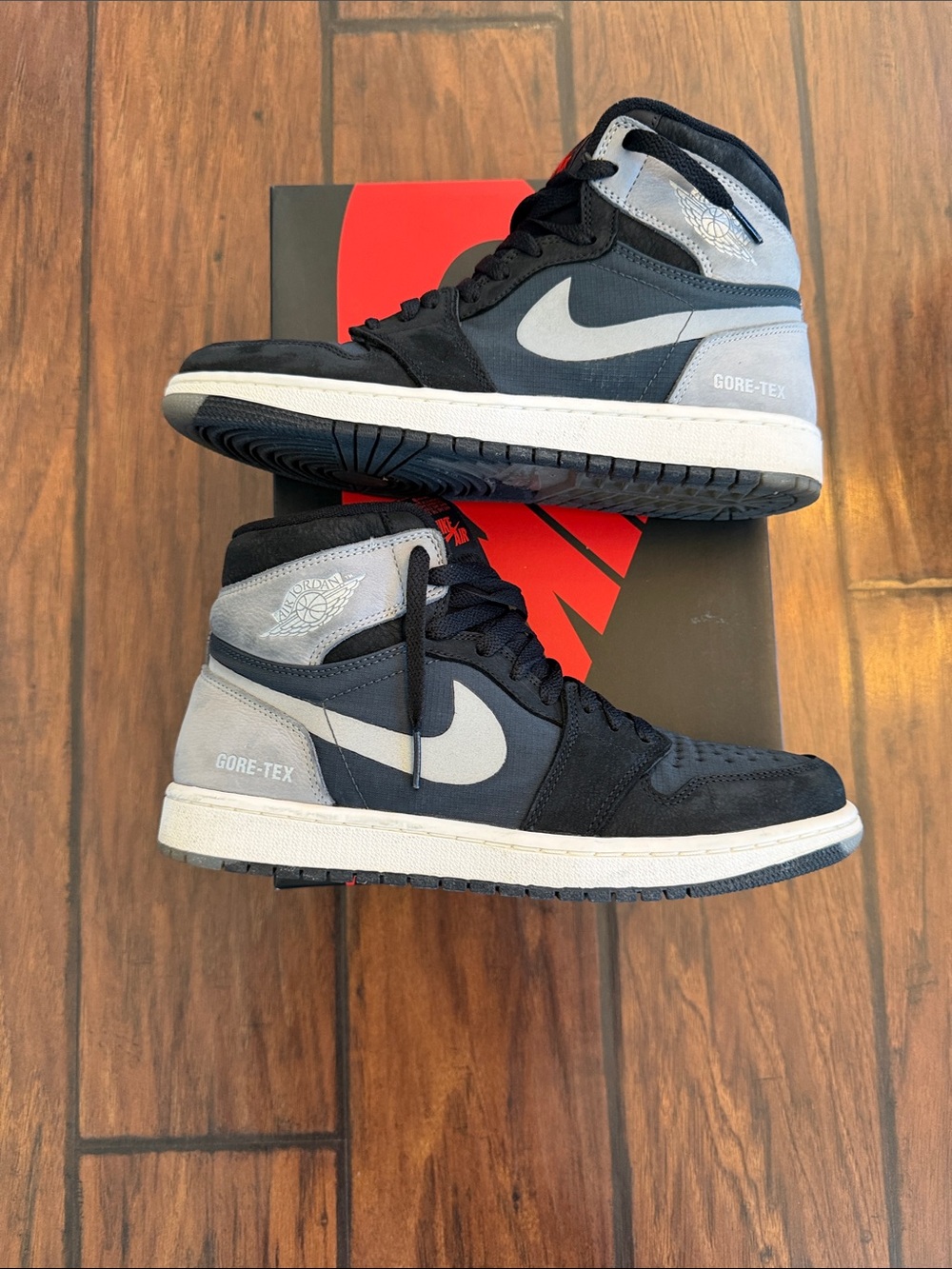 Jordan 1 Element High Black, Gray, Green with Red Logo - Picture 3 of 6